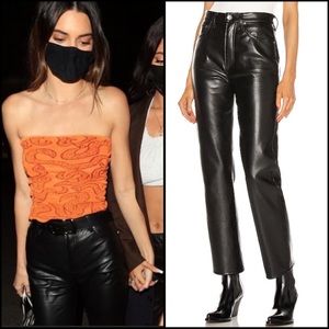 NWT AGOLDE Recycled Leather pinched waist Fitted 90s Detox, 24